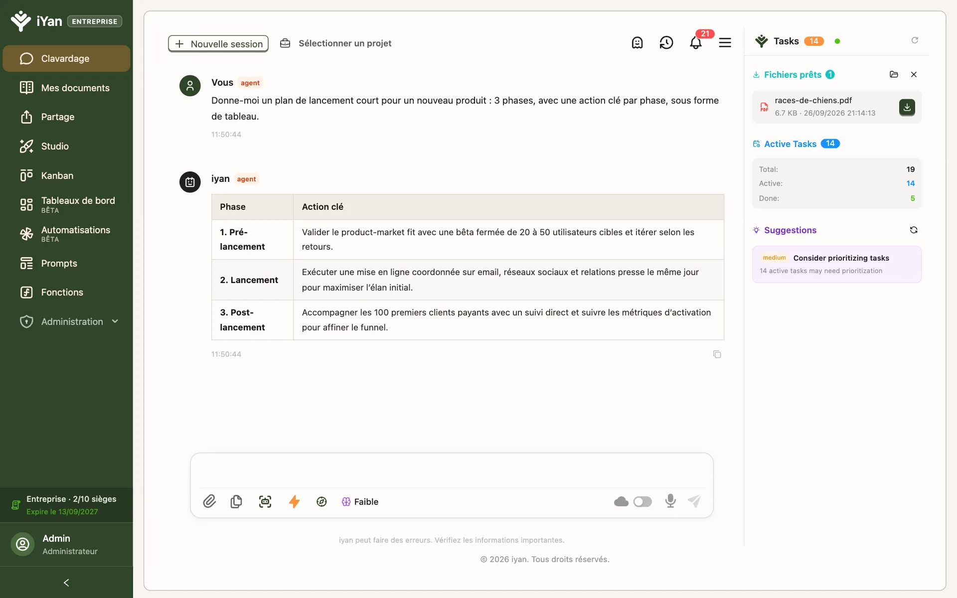 Espace de chat iYan